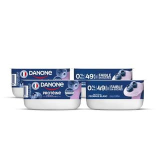 Danone Fromage Blanc Protéiné 0% Myrtille, Lot de 2 - 4x100g