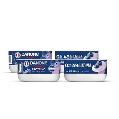 Danone Fromage Blanc Protéiné 0% Myrtille, Lot de 2 - 4x100g