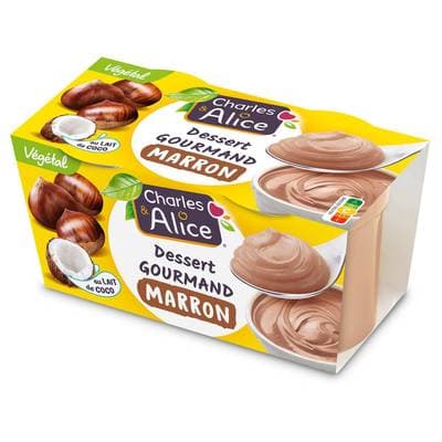 Charles et Alice Dessert Végétal Coco Marrons, 2x110g