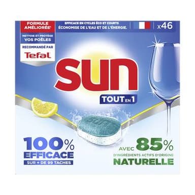 Sun Tablette Lave Vaisselle Tout en 1 Citron, 46 tablettes