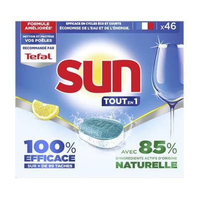 Sun Tablette Lave Vaisselle Tout en 1 Citron, 46 tablettes