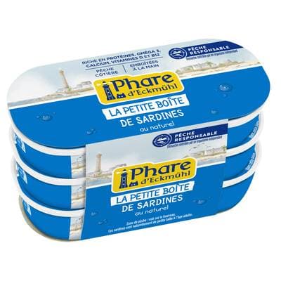 Phare d'Eckmuhl Sardine au Naturel, pêche responsable en conserve, 3x39g
