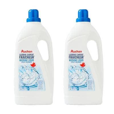Auchan Lessive liquide Expert Fraîcheur, Lot de 2x3L