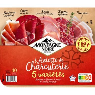 Montagne Noire Assiette de Charcuterie - 5 Variétées, 380g
