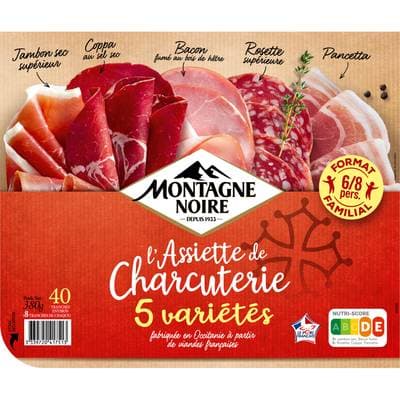 Montagne Noire Assiette de Charcuterie - 5 Variétées, 380g