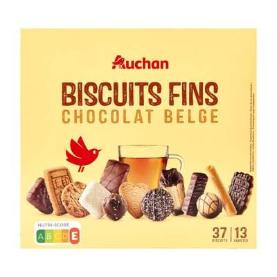 Auchan Assortiment de biscuits fins chocolatés, 375g