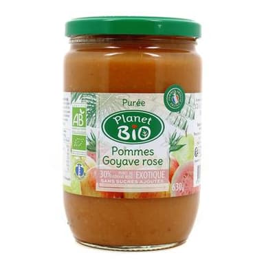 Planet Bio Purée pomme goyave bio sans sucre ajoutés, 630g