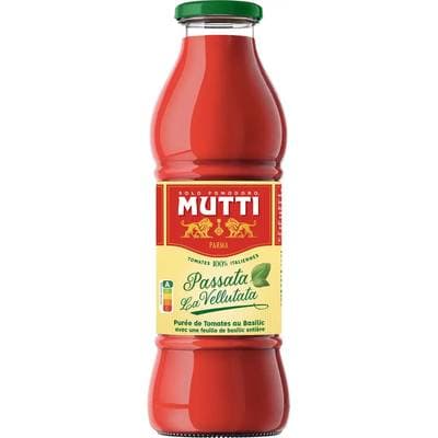 Mutti Purée de Tomates au basilic - Passata La Vellutata basilico en bouteille, 700g
