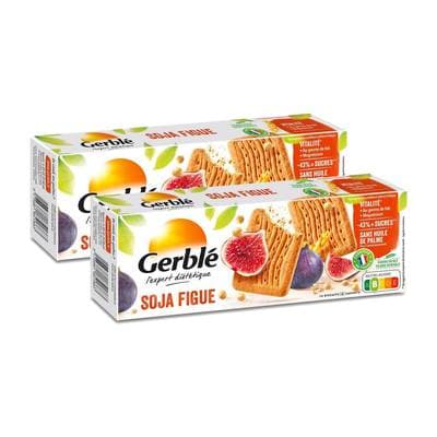 Gerblé Vitalité 16 Biscuits Soja et Figue -43% de sucres en moins, Lot de 2x270g
