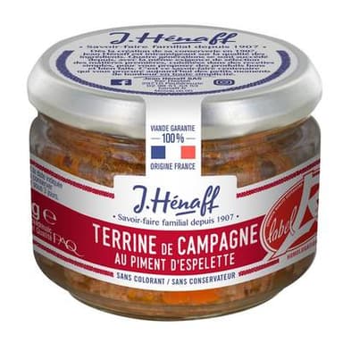 Henaff Terrine de Campagne au Piment d'Espelette Label Rouge, 180g