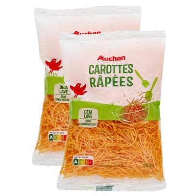 Auchan Carottes Râpées, Lot de 2x250g