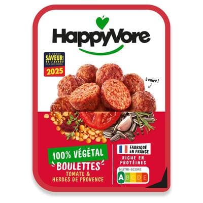 HappyVore Boulettes végé à base de pois et de tomate, 180g
