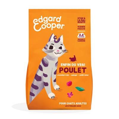 Edgard Cooper Croquettes Poulet sans céréales pour chat Adulte, 750g