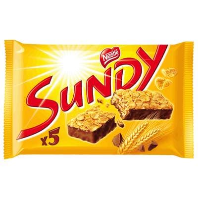 Sundy Barres de céréales nappée de chocolat, 5 barres