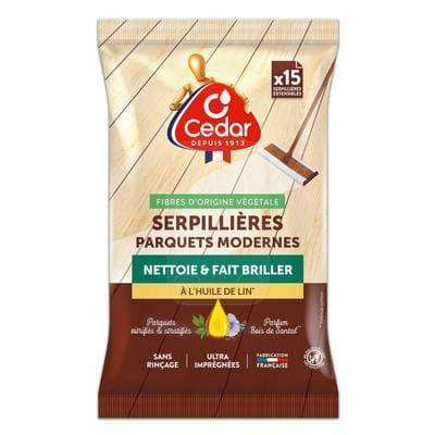 O'cedar Lingettes Serpillières Nettoyant Parquets Modernes à l'Huile de Lin, 15 pièces