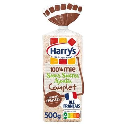 Harrys Pain de mie complet sans sucres ajoutés sans croûte, 15 tranches - 500g