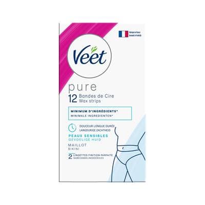 Veet Bandes de cire froide maillot, 12 bandes