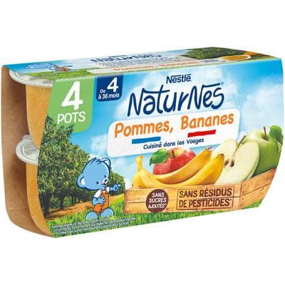 Nestlé - Naturnes Pomme banane Bol Bébé Dès 4 mois, 4x130g