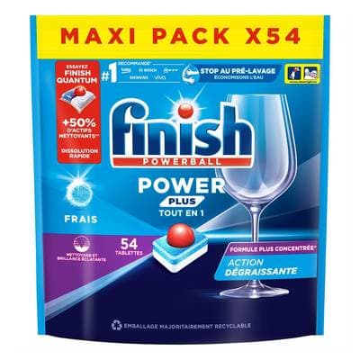 Finish Tablettes Lave-vaisselle Power Plus, 54 tablettes