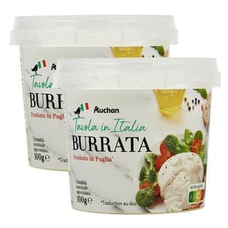 Auchan Tavola In Italia Burrata, Lot de 2x100g
