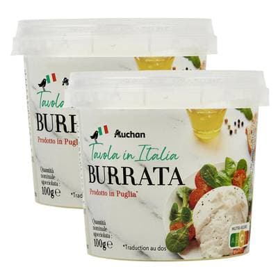 Auchan Tavola In Italia Burrata, Lot de 2x100g