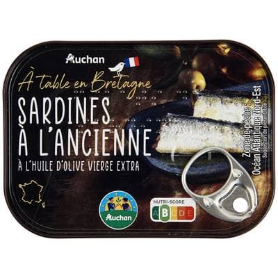 Auchan Terroir Sardines à l'ancienne à l'huile d'Olive vierge extra, 115g