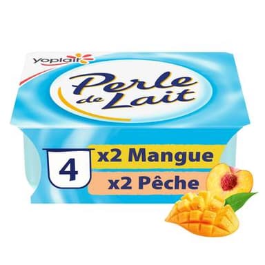 Perle de lait Yaourt Mangue Pêche, 4x125g