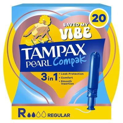 Tampax Compak Tampons avec Applicateur 3en1 Régular, 20 tampons