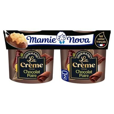 Mamie Nova Crème et fruit à la poire chocolat, 2x140g