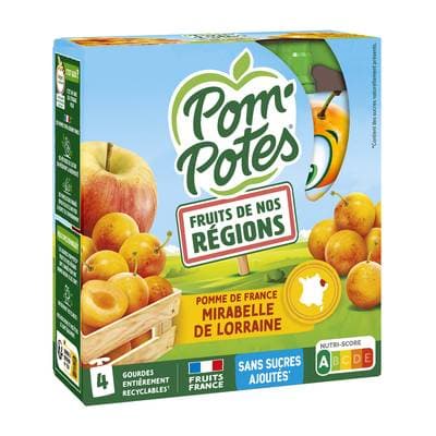 Pom Potes Compote pomme mirabelle, 4x90g