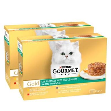 Purina - Gourmet Gold Boites Timbales avec des Légumes pour chat, Lot de 2 - 12x85g