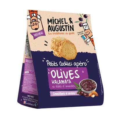 Michel et Augustin Petit Cookie salé apéritif aux olives Kalamata et éclats d'amande, 90g
