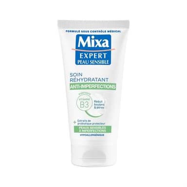 Mixa Soin Anti-Imperfection Très Hydatant 2 en 1 Peau Sensible, 50ml