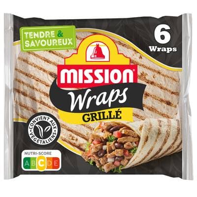 Mission 6 galettes Wraps de blé Nature grillé, 370g