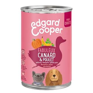 Edgard Cooper Boîte Pâtée Canard et Poulet sans céréales pour Chiot, 400g