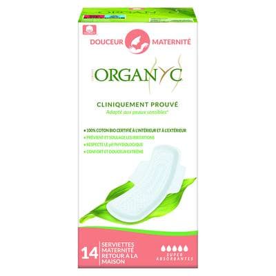 Organyc Serviettes Maternité Retour à la maison, 12 Serviettes