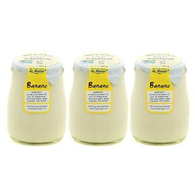 La Ferme du manège Yaourt Banane au lait entier, Lot de 3x180g