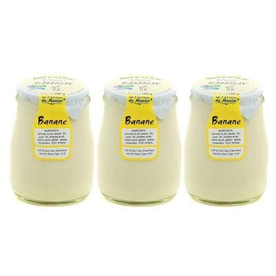 La Ferme du manège Yaourt Banane au lait entier, Lot de 3x180g