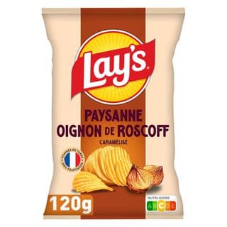 Lay's Chips recette paysanne saveur oignons de Roscoff caramélisés, 120g