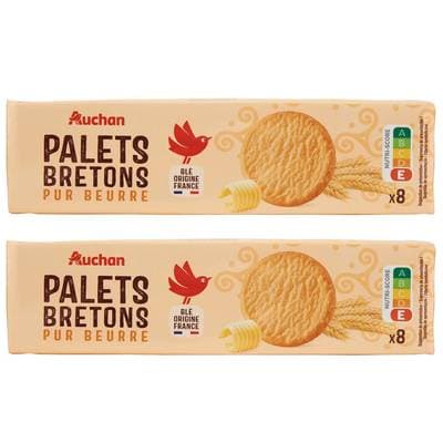 Auchan Palets bretons pur beurre, Lot de 2x125g
