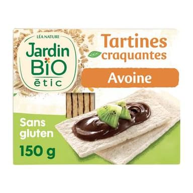 Jardin Bio Etic Tartines Craquantes Avoine Bio sans gluten sans sucres ajoutés, 150g