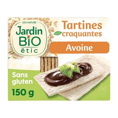 Jardin Bio Etic Tartines Craquantes Avoine Bio sans gluten sans sucres ajoutés, 150g