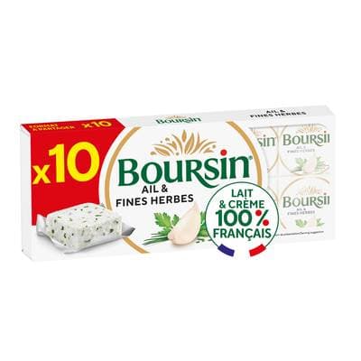 Boursin Fromage à tartiner Ail et fines herbes, 10 portions - 160g