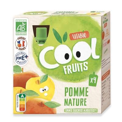 Vitabio - Cool Fruits Pomme, Acérola Bio - Purée de Fruits en gourde, 4x90g