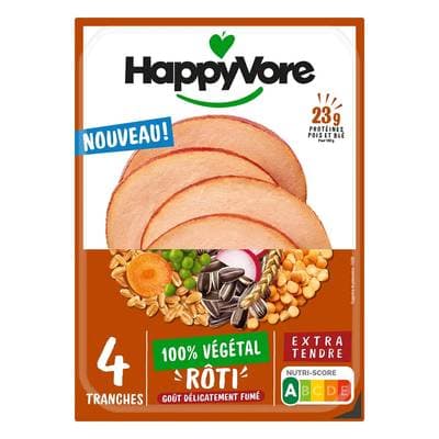 HappyVore Rôti Fumé Végétal, 4 tranches - 100g