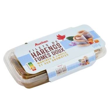 Auchan Filets de Hareng Fumés Doux, 500g