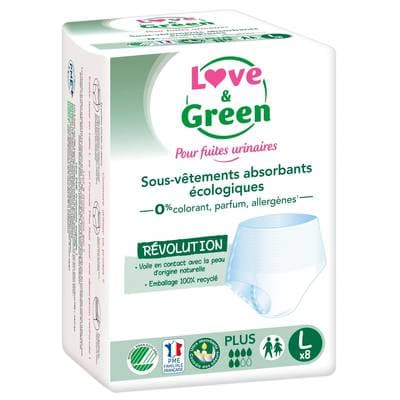 Love & Green Culottes fuites urinaires Taille L, 8 culottes