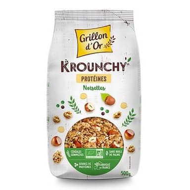 Grillon Or Krounchy Muesli Noisettes Proteines Bio, 500g