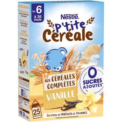 Nestlé - P'tite Céréale Céréales Complètes Saveur Vanille Bébé dès 6 mois, 270g