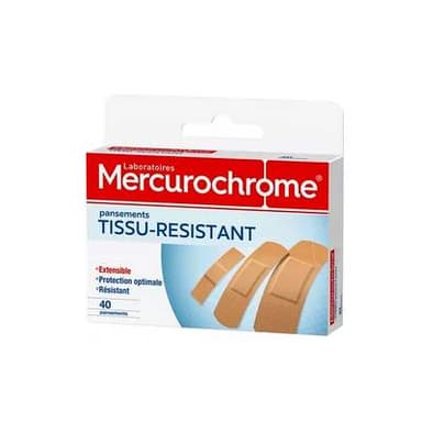 Mercurochrome Pansements tissu-résistants multi-taille, 40 pansements